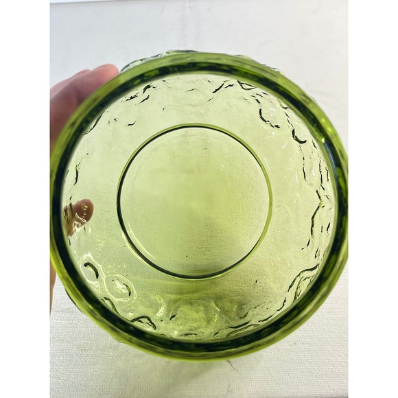 Vintage Green Textured Glass Bowl Vase Fairy Light Holder Retro MCM 5" - Picture 4 of 6